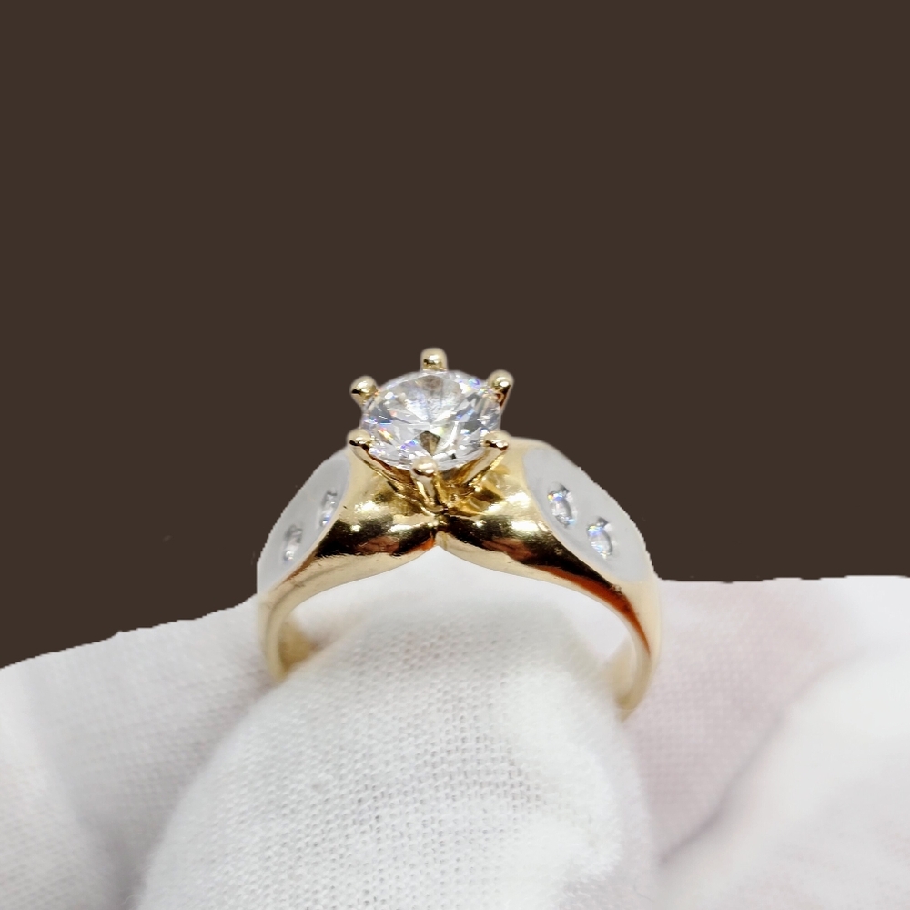 Wedding Ring Solitaire Diamond, 14k Gold - image 6